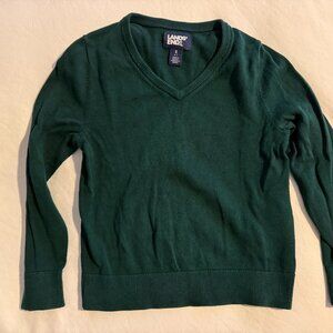 CLASSIC LANDS' END V-NECK COTTON SWEATER SIZE 6-7 (SMALL)
